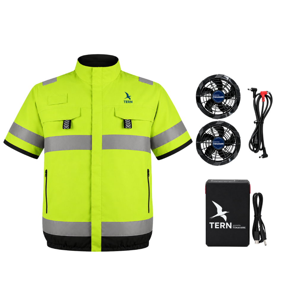 PRE ORDER: 30V Battery-Powered High Vis Fan-Cooled Short Sleeve Complete Cooling System (Copy)