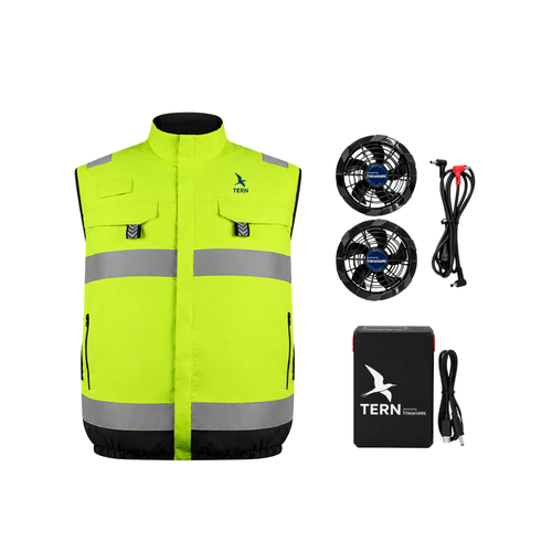 30V Battery-Powered High Vis Fan-Cooled Vest Complete Cooling System